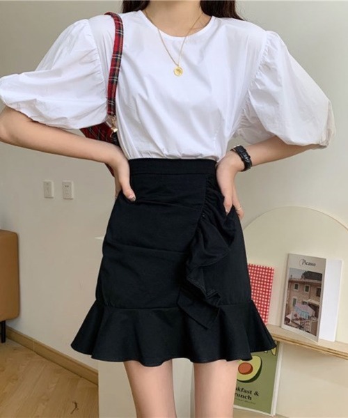 Nia（ニア）の「Nia(ニア)/フリルミニスカート（スカート・レディース・ブラック/ホワイト・LARGE/SMALL/MEDIUM）」の14枚目の写真