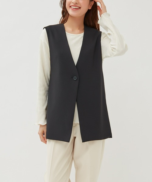 Tuche(トゥシェ)の「Tuche/トゥシェ トップス ダブルクロス ジレ(ベスト・レディース・ブラック/クリーム/ネイビー・MEDIUM/LARGE)」の11枚目の写真