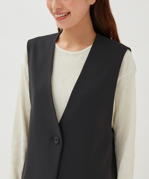 Tuche(トゥシェ)の「Tuche/トゥシェ トップス ダブルクロス ジレ(ベスト・レディース・ブラック/クリーム/ネイビー・MEDIUM/LARGE)」の15枚目の写真