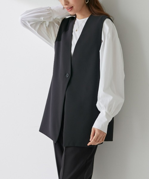 Tuche(トゥシェ)の「Tuche/トゥシェ トップス ダブルクロス ジレ(ベスト・レディース・ブラック/クリーム/ネイビー・MEDIUM/LARGE)」の6枚目の写真