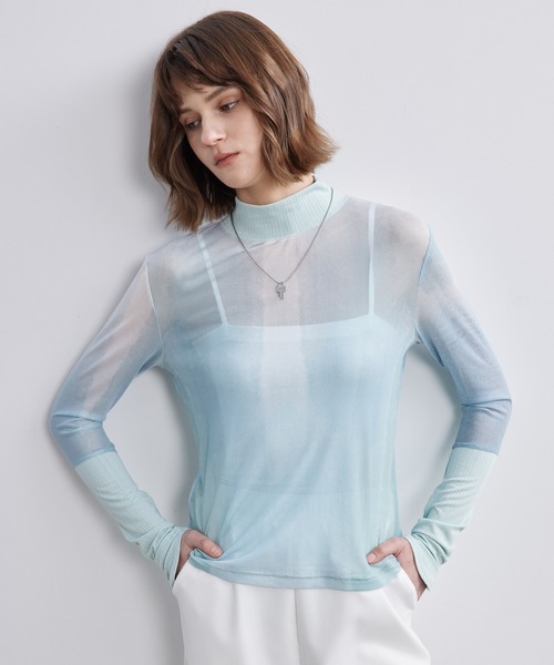ELOOPS(イーループス)の「【ELOOPS】ドッキングスリーブニュアンス柄シアープルオーバー(Tシャツ/カットソー・レディース・ブルー系その他・L/M/S)」の11枚目の写真