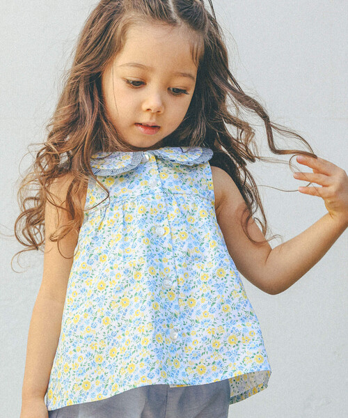 BeBe（ベベ）の「【お揃い】フラワーガーデンチュニック+パンツセット(80~90cm)（セットアップ・キッズ・ブルー系その他・80ｃｍ/90cm）」の3枚目の写真