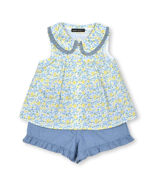 BeBe（ベベ）の「【お揃い】フラワーガーデンチュニック+パンツセット(80~90cm)（セットアップ・キッズ・ブルー系その他・80ｃｍ/90cm）」の4枚目の写真