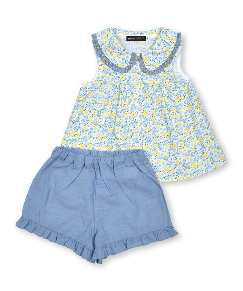 BeBe（ベベ）の「【お揃い】フラワーガーデンチュニック+パンツセット(80~90cm)（セットアップ・キッズ・ブルー系その他・80ｃｍ/90cm）」の5枚目の写真