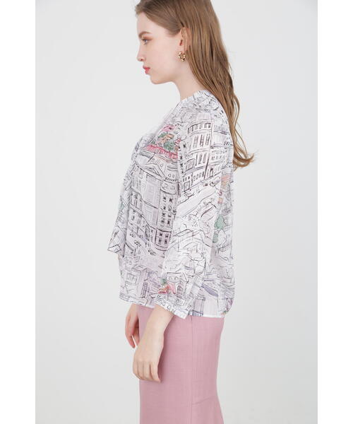 PINKY&DIANNE（ピンキーアンドダイアン）の「◆ヨーロピアンシティスケーププリントブラウス（シャツ/ブラウス・レディース・ブラック系その他/ブルー系その他2・38）」の5枚目の写真