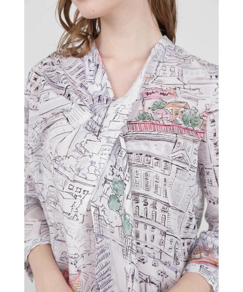 PINKY&DIANNE（ピンキーアンドダイアン）の「◆ヨーロピアンシティスケーププリントブラウス（シャツ/ブラウス・レディース・ブラック系その他/ブルー系その他2・38）」の7枚目の写真