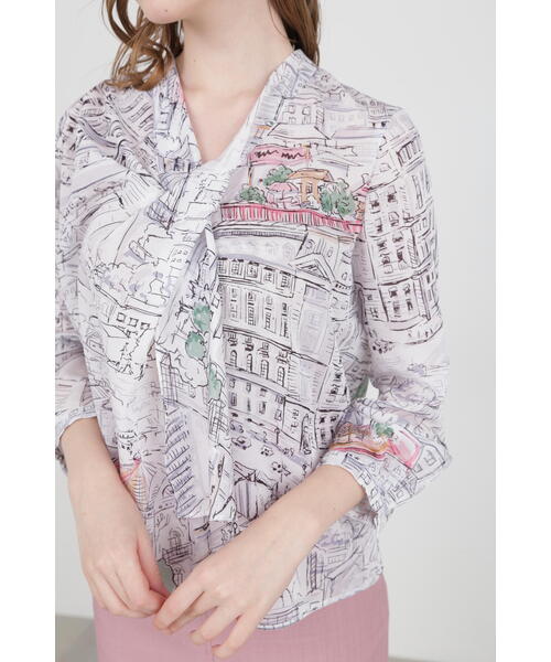 PINKY&DIANNE（ピンキーアンドダイアン）の「◆ヨーロピアンシティスケーププリントブラウス（シャツ/ブラウス・レディース・ブラック系その他/ブルー系その他2・38）」の8枚目の写真