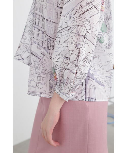 PINKY&DIANNE（ピンキーアンドダイアン）の「◆ヨーロピアンシティスケーププリントブラウス（シャツ/ブラウス・レディース・ブラック系その他/ブルー系その他2・38）」の9枚目の写真