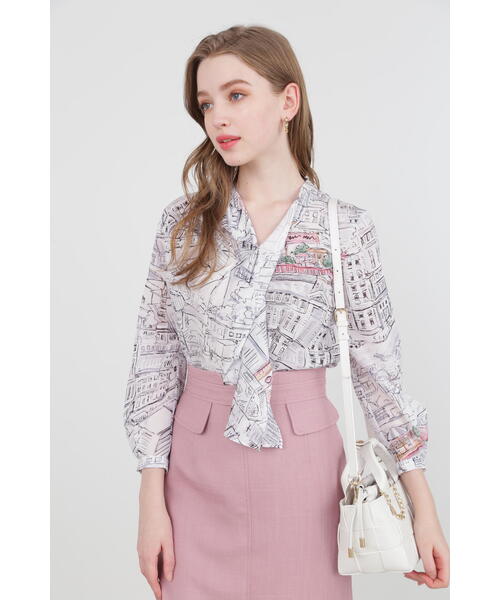 PINKY&DIANNE（ピンキーアンドダイアン）の「◆ヨーロピアンシティスケーププリントブラウス（シャツ/ブラウス・レディース・ブラック系その他/ブルー系その他2・38）」の13枚目の写真