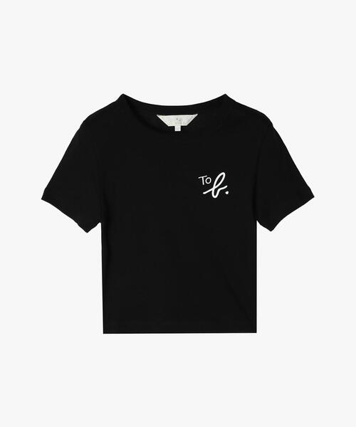 To b. by agnes b.(トゥービーバイアニエスベー)の「"To b."ロゴ コットン 半袖 クロップド Tシャツ(Tシャツ/カットソー・レディース・ブラック・38/40)」の2枚目の写真