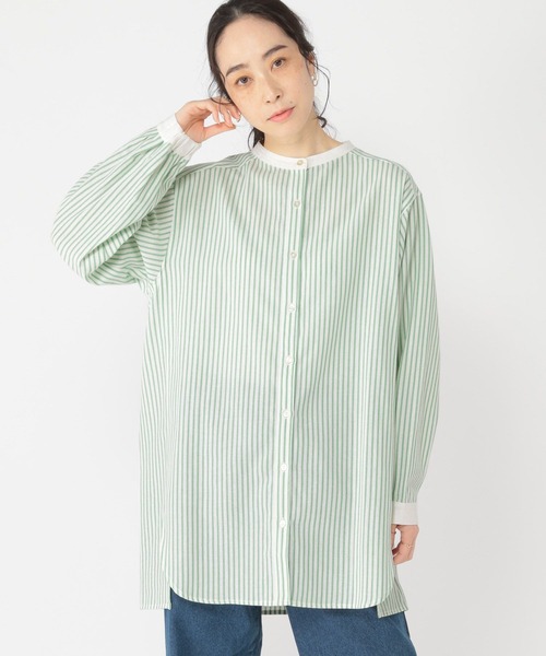 studio CLIP（スタディオクリップ）の「【イージーケア/紫外線防止/接触冷感】多機能羽織れるすっきりシャツ[プチ・プラスサイズあり]（シャツ/ブラウス・レディース・その他1/オフホワイト/ライトブルー/その他2・FREE/PF/ﾌﾘｰ(L)）」の4枚目の写真