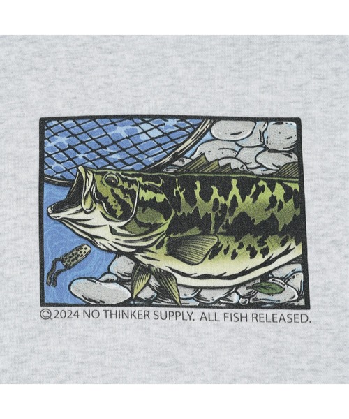 NOTHINKER(ノーシンカー)の「Handful Big Bass Hoodie(パーカー・メンズ・オリーブ/アッシュグレー・LARGE/X-LARGE/MEDIUM/SMALL/XX-LARGE)」の4枚目の写真
