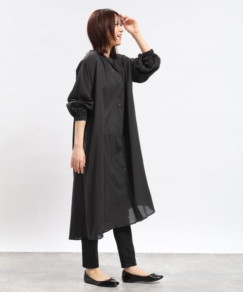 GLOBAL WORK Smile Seed Store（グローバルワーク スマイルシードストア）の「コットンボイルワンピース長袖/989261（シャツワンピース・レディース・チャコール/ブラック/グレイッシュベージュ/ダークネイビー・LARGE/MEDIUM/X-LARGE/SMALL）」の8枚目の写真