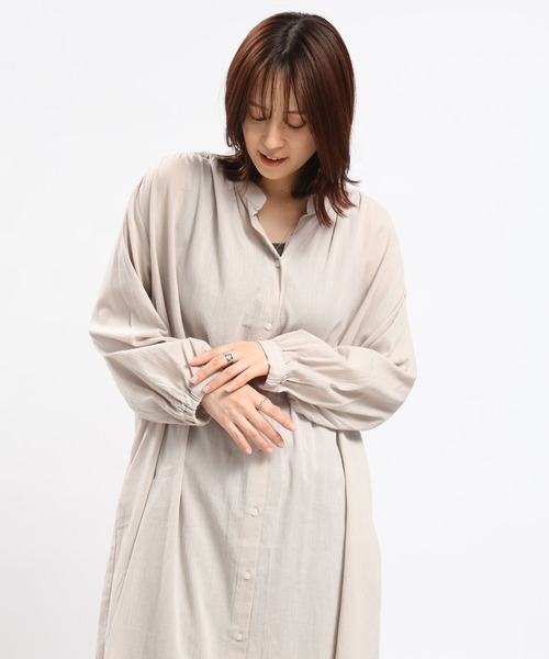GLOBAL WORK Smile Seed Store（グローバルワーク スマイルシードストア）の「コットンボイルワンピース長袖/989261（シャツワンピース・レディース・チャコール/ブラック/グレイッシュベージュ/ダークネイビー・LARGE/MEDIUM/X-LARGE/SMALL）」の17枚目の写真