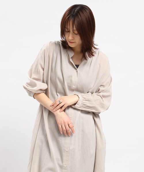 GLOBAL WORK Smile Seed Store（グローバルワーク スマイルシードストア）の「コットンボイルワンピース長袖/989261（シャツワンピース・レディース・チャコール/ブラック/グレイッシュベージュ/ダークネイビー・LARGE/MEDIUM/X-LARGE/SMALL）」の18枚目の写真