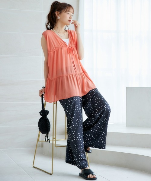 miclat（ミクラ）の「大きいサイズ　ギャザープルオーバー　miclat（シャツ/ブラウス・レディース・オレンジ/グリーン・L/LL/3L/4L/5L）」の13枚目の写真