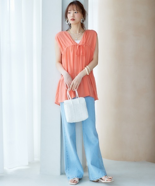 miclat（ミクラ）の「大きいサイズ　ギャザープルオーバー　miclat（シャツ/ブラウス・レディース・オレンジ/グリーン・L/LL/3L/4L/5L）」の17枚目の写真