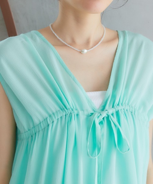 miclat（ミクラ）の「大きいサイズ　ギャザープルオーバー　miclat（シャツ/ブラウス・レディース・オレンジ/グリーン・L/LL/3L/4L/5L）」の10枚目の写真