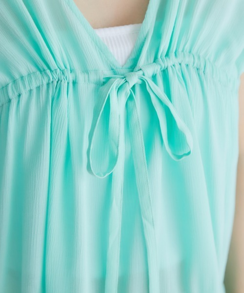 miclat（ミクラ）の「大きいサイズ　ギャザープルオーバー　miclat（シャツ/ブラウス・レディース・オレンジ/グリーン・L/LL/3L/4L/5L）」の9枚目の写真