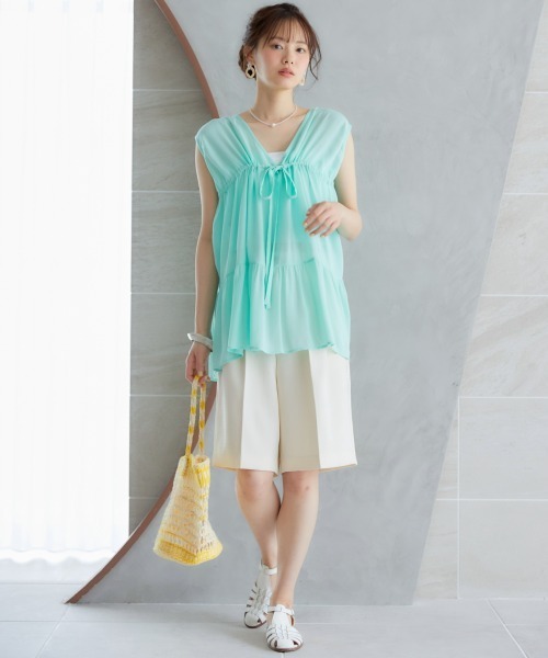 miclat（ミクラ）の「大きいサイズ　ギャザープルオーバー　miclat（シャツ/ブラウス・レディース・オレンジ/グリーン・L/LL/3L/4L/5L）」の18枚目の写真