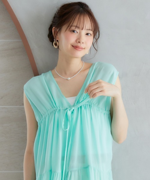 miclat（ミクラ）の「大きいサイズ　ギャザープルオーバー　miclat（シャツ/ブラウス・レディース・オレンジ/グリーン・L/LL/3L/4L/5L）」の11枚目の写真