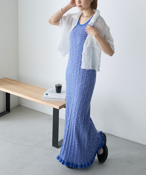 forksy.（フォルクシー）の「【forksy.】ミジンボーダーニットタンクワンピース（ワンピース・レディース・ライム/ピンク/ブルー/ブラック・FREE）」の7枚目の写真