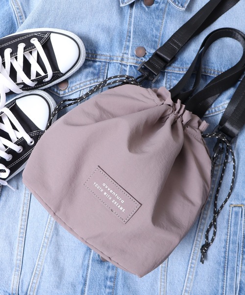 FUNALIVE（ファンアライブ）の「JUNESELECT AVVENTURA アヴェンチュラ　ポイントネーム　巾着ショルダーバッグ（ショルダーバッグ・メンズ・ブラック/ライトベージュ/グレー・FREE）」の2枚目の写真