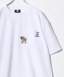 Tom＆Jerry | 2026SS Tom＆Jerry/トムとジェリー キャラクター オーバーサイズ ワンポイント刺繍 ポケット付半袖Tシャツ レディース メンズ(Tシャツ/カットソー)