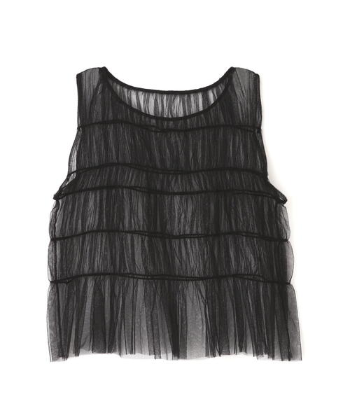 FREE'S MART（フリーズマート）の「◆チュールシャーリングブラウス（ベスト・レディース・ブラック/ホワイト・FREE）」の9枚目の写真