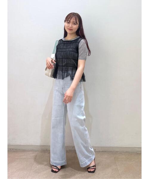 FREE'S MART（フリーズマート）の「◆チュールシャーリングブラウス（ベスト・レディース・ブラック/ホワイト・FREE）」の12枚目の写真