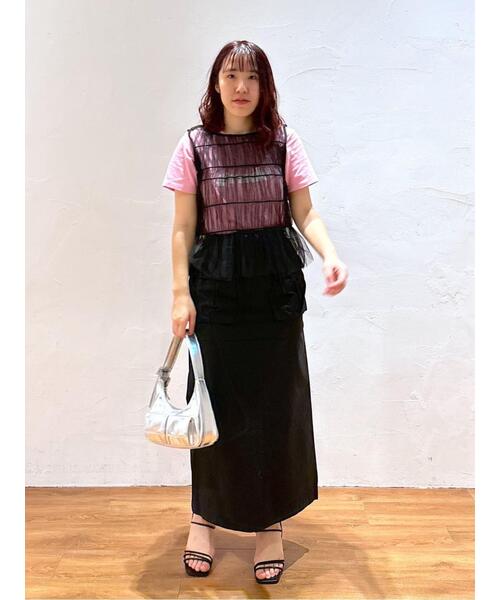 FREE'S MART（フリーズマート）の「◆チュールシャーリングブラウス（ベスト・レディース・ブラック/ホワイト・FREE）」の13枚目の写真