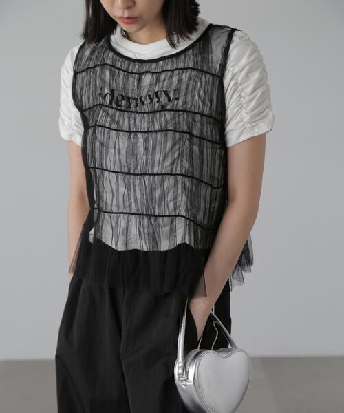 FREE'S MART（フリーズマート）の「◆チュールシャーリングブラウス（ベスト・レディース・ブラック/ホワイト・FREE）」の16枚目の写真