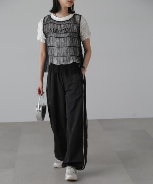 FREE'S MART（フリーズマート）の「◆チュールシャーリングブラウス（ベスト・レディース・ブラック/ホワイト・FREE）」の18枚目の写真