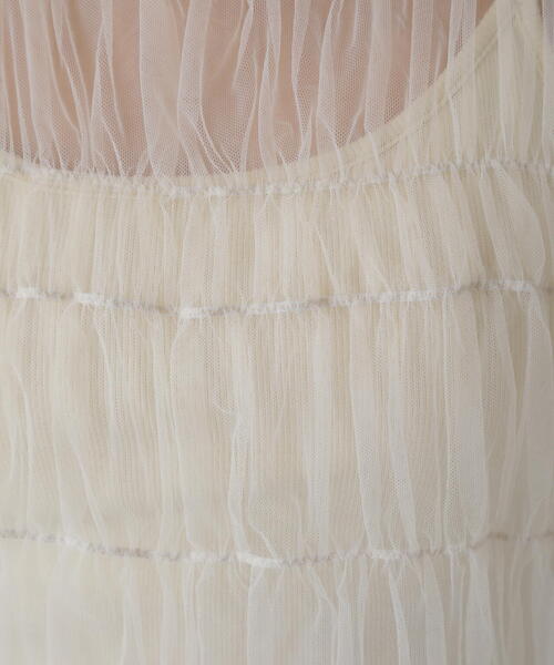 FREE'S MART（フリーズマート）の「◆チュールシャーリングブラウス（ベスト・レディース・ブラック/ホワイト・FREE）」の3枚目の写真