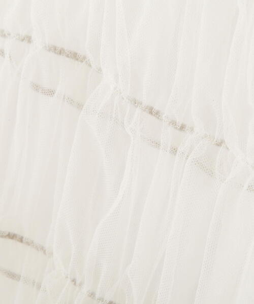 FREE'S MART（フリーズマート）の「◆チュールシャーリングブラウス（ベスト・レディース・ブラック/ホワイト・FREE）」の4枚目の写真