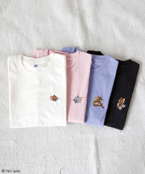 Tom&Jerry(トムアンドジェリー)の「【公式】トムとジェリー 天竺半袖WIDETシャツ レディース(Tシャツ/カットソー・レディース・クリーム/ブラック/ピンク/パープル・M/L)」の6枚目の写真