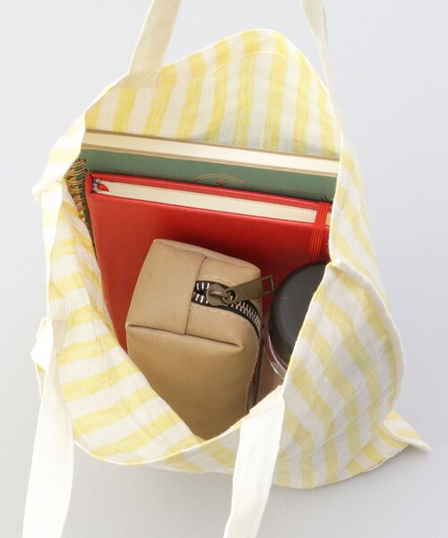 212 KITCHEN STORE（トゥワントゥキッチンストア）の「リネンストライプ エコバッグS WH×YE ＜212Kオリジナル＞（エコバッグ/サブバッグ・レディース・その他・00）」の7枚目の写真