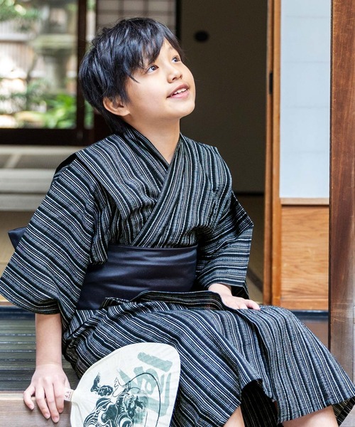 【新作入荷!!】 セール】浴衣 男の子浴衣 110cm～130cm 2点セット(浴衣+兵児帯) 着物・浴衣・和小物