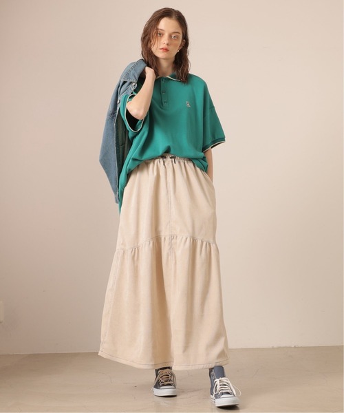 DOUBLE NAME（ダブルネーム）の「【m:rex】ミニ恐竜ワッペンポロシャツ（ポロシャツ・レディース・ネイビー/オフホワイト/グリーン/ブラック/ベージュ・FREE）」の16枚目の写真