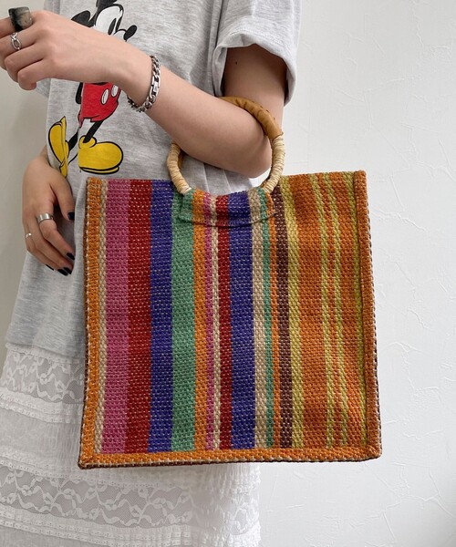 fredy emue（フレディエミュ）の「【TARANGO/タランゴ】ジュートストライプ丸手トートバック（トートバッグ・レディース・ブルー系その他3/イエロー系その他3・FREE）」の4枚目の写真