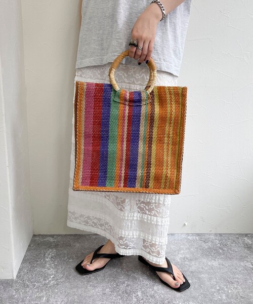 fredy emue（フレディエミュ）の「【TARANGO/タランゴ】ジュートストライプ丸手トートバック（トートバッグ・レディース・ブルー系その他3/イエロー系その他3・FREE）」の5枚目の写真
