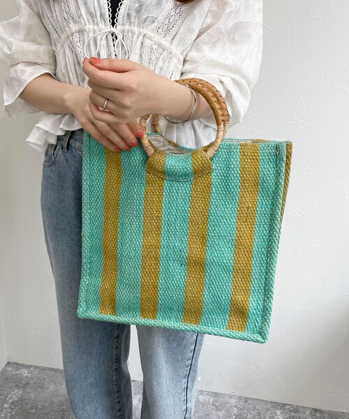 fredy emue（フレディエミュ）の「【TARANGO/タランゴ】ジュートストライプ丸手トートバック（トートバッグ・レディース・ブルー系その他3/イエロー系その他3・FREE）」の13枚目の写真