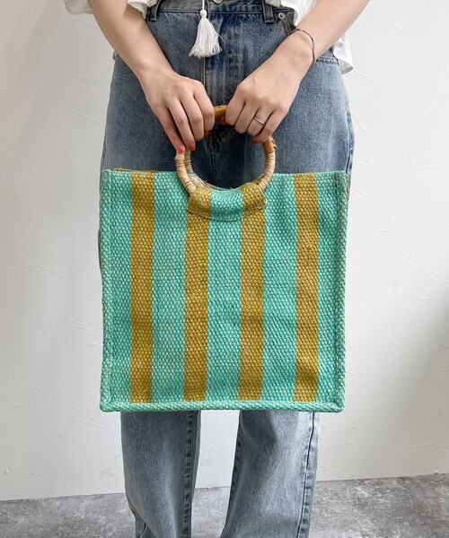 fredy emue（フレディエミュ）の「【TARANGO/タランゴ】ジュートストライプ丸手トートバック（トートバッグ・レディース・ブルー系その他3/イエロー系その他3・FREE）」の7枚目の写真