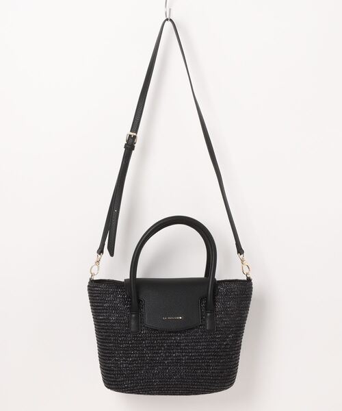 LA BAGAGERIE(ラバガジェリー)の「フラップ2WAYかごトートバッグ(かごバッグ・レディース・ブラック/グレー/ナチュラル/アイボリー・FREE)」の2枚目の写真
