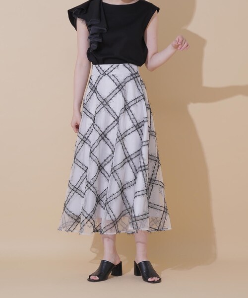 JILL by JILL STUART（ジルバイジルスチュアート）の「◇シアーチェックフレアスカート（スカート・レディース・ホワイト系その他/モカ・M/S）」の15枚目の写真