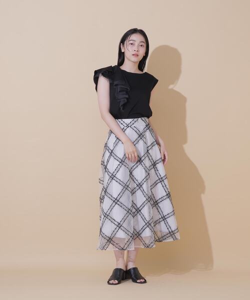 JILL by JILL STUART（ジルバイジルスチュアート）の「◇シアーチェックフレアスカート（スカート・レディース・ホワイト系その他/モカ・M/S）」の17枚目の写真