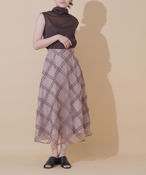 JILL by JILL STUART（ジルバイジルスチュアート）の「◇シアーチェックフレアスカート（スカート・レディース・ホワイト系その他/モカ・M/S）」の22枚目の写真