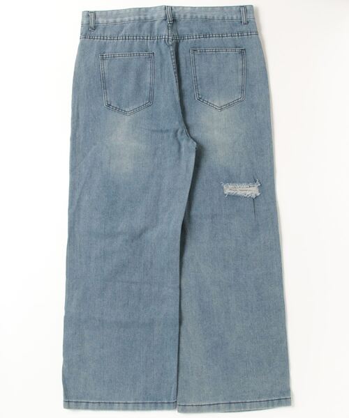 Theater code（シアターコード）の「damage design bleach denim pants / ダメージデザイン ブリーチ デニムパンツ ワイドストレート（デニムパンツ・メンズ・ブルー・3/2）」の6枚目の写真