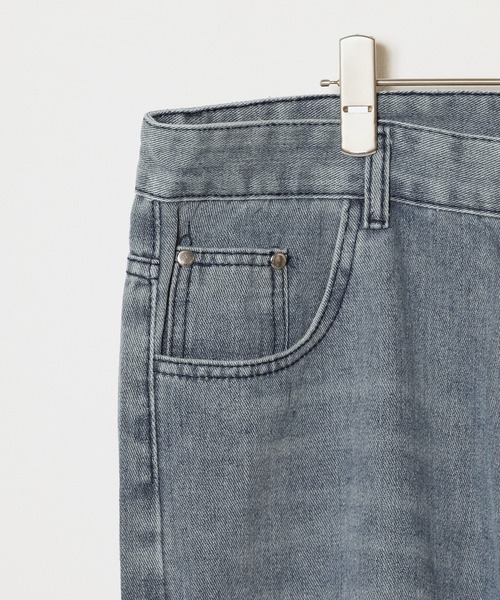 Theater code（シアターコード）の「damage design bleach denim pants / ダメージデザイン ブリーチ デニムパンツ ワイドストレート（デニムパンツ・メンズ・ブルー・3/2）」の8枚目の写真