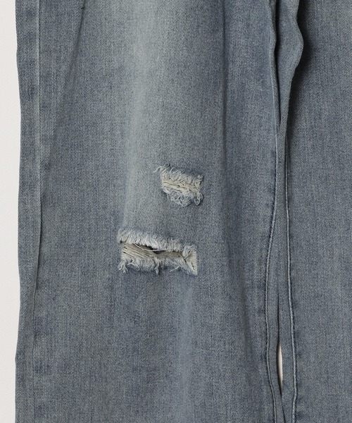 Theater code（シアターコード）の「damage design bleach denim pants / ダメージデザイン ブリーチ デニムパンツ ワイドストレート（デニムパンツ・メンズ・ブルー・3/2）」の10枚目の写真